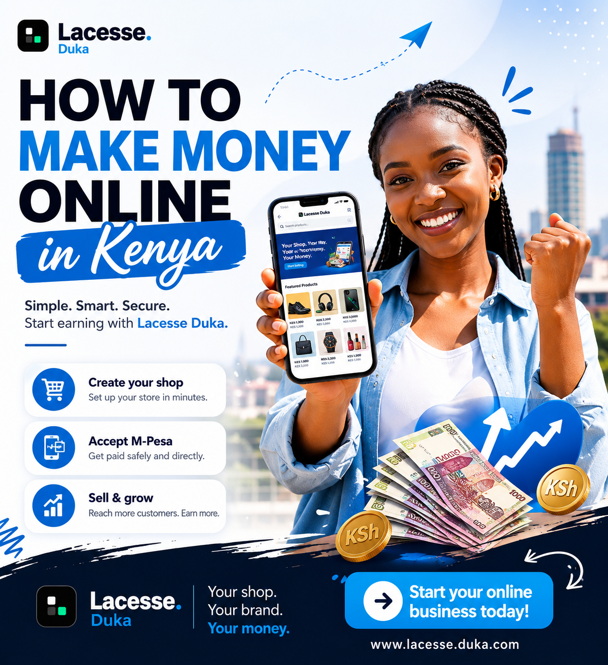 A Kenyan lady showing how to make money online in Kenya